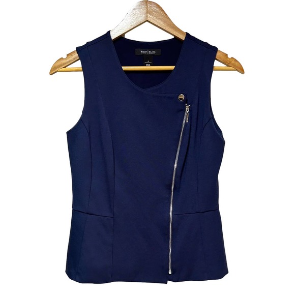 White House Black Market Tops - White House Black Market Womens Moto Ponte Bodice Top Navy Size 0